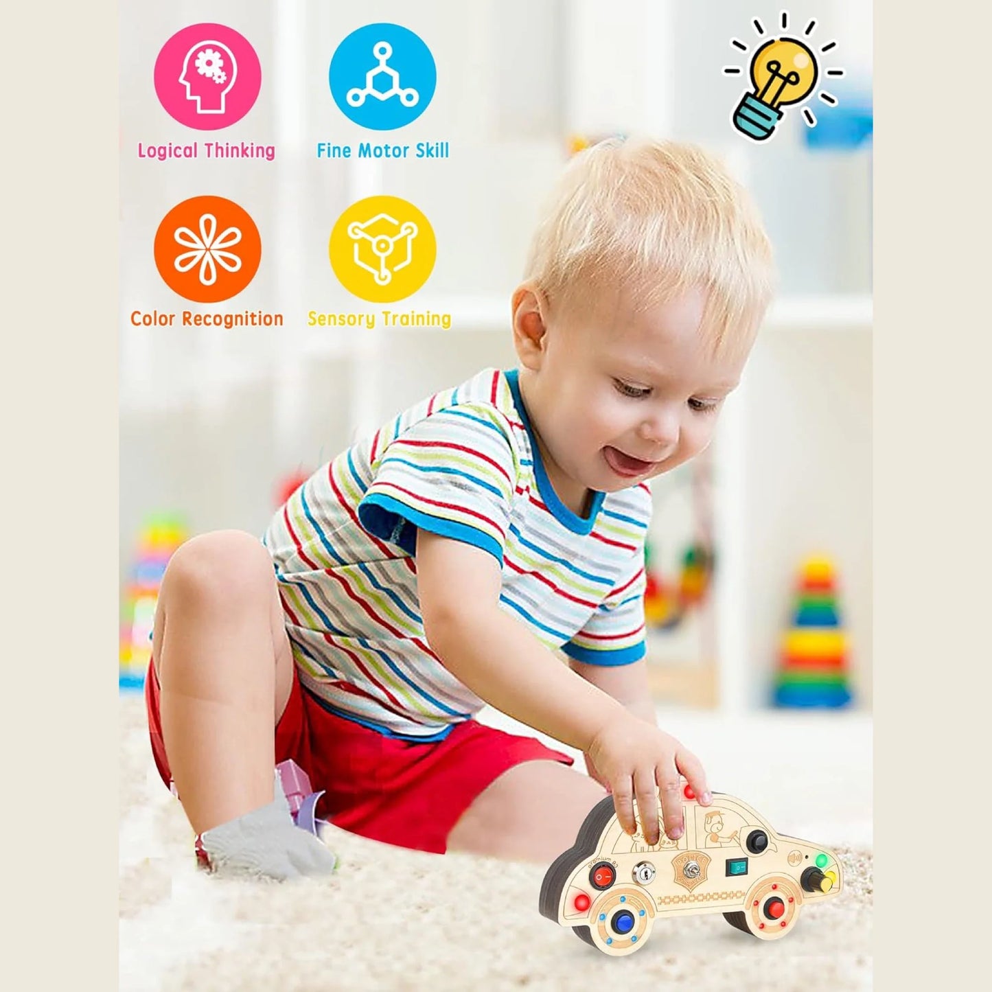 Montessori Police Cruiser and Mini Switch Busy Board Set (V7/V4)
