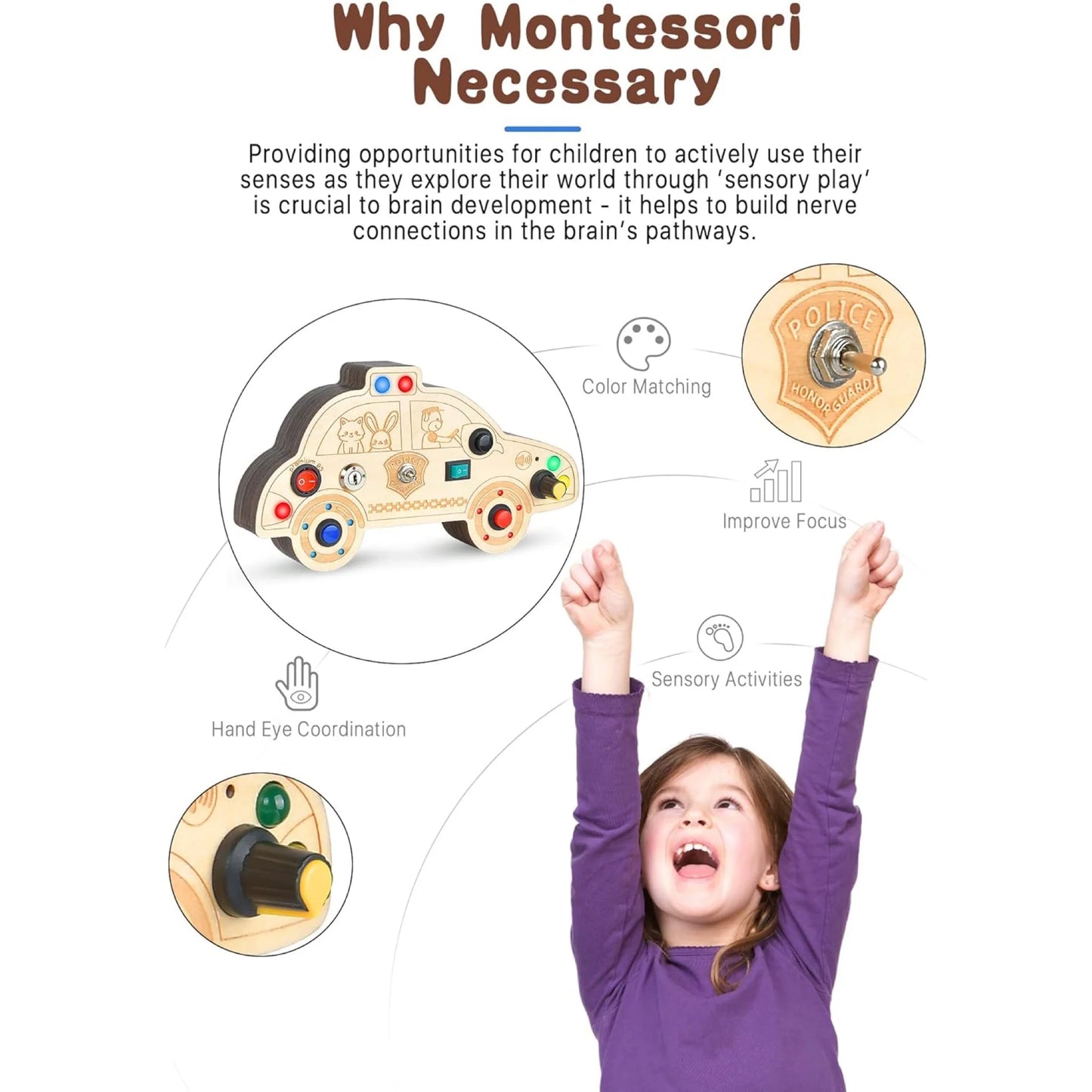Montessori Police Cruiser and Mini Switch Busy Board Set (V7/V4)