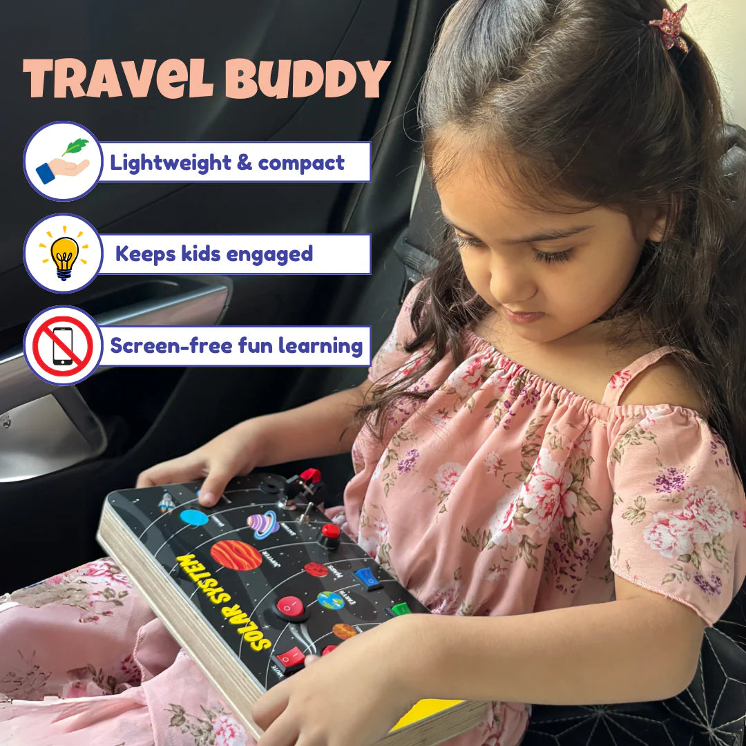 Galaxy Explorer Montessori Busy Board V3 - Rechargeable with Audio Features
