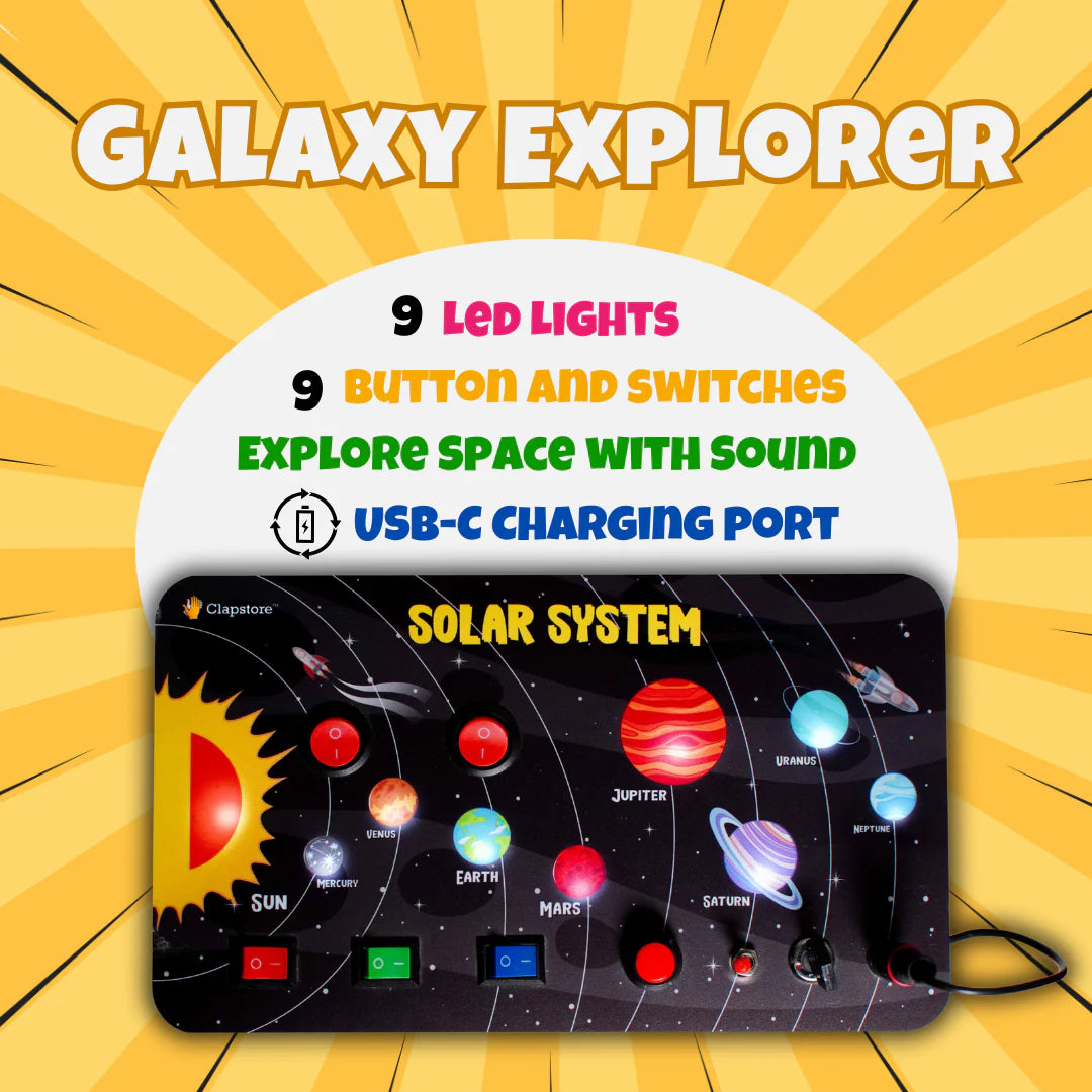 Galaxy Explorer Montessori Busy Board V3 - Rechargeable with Audio Features