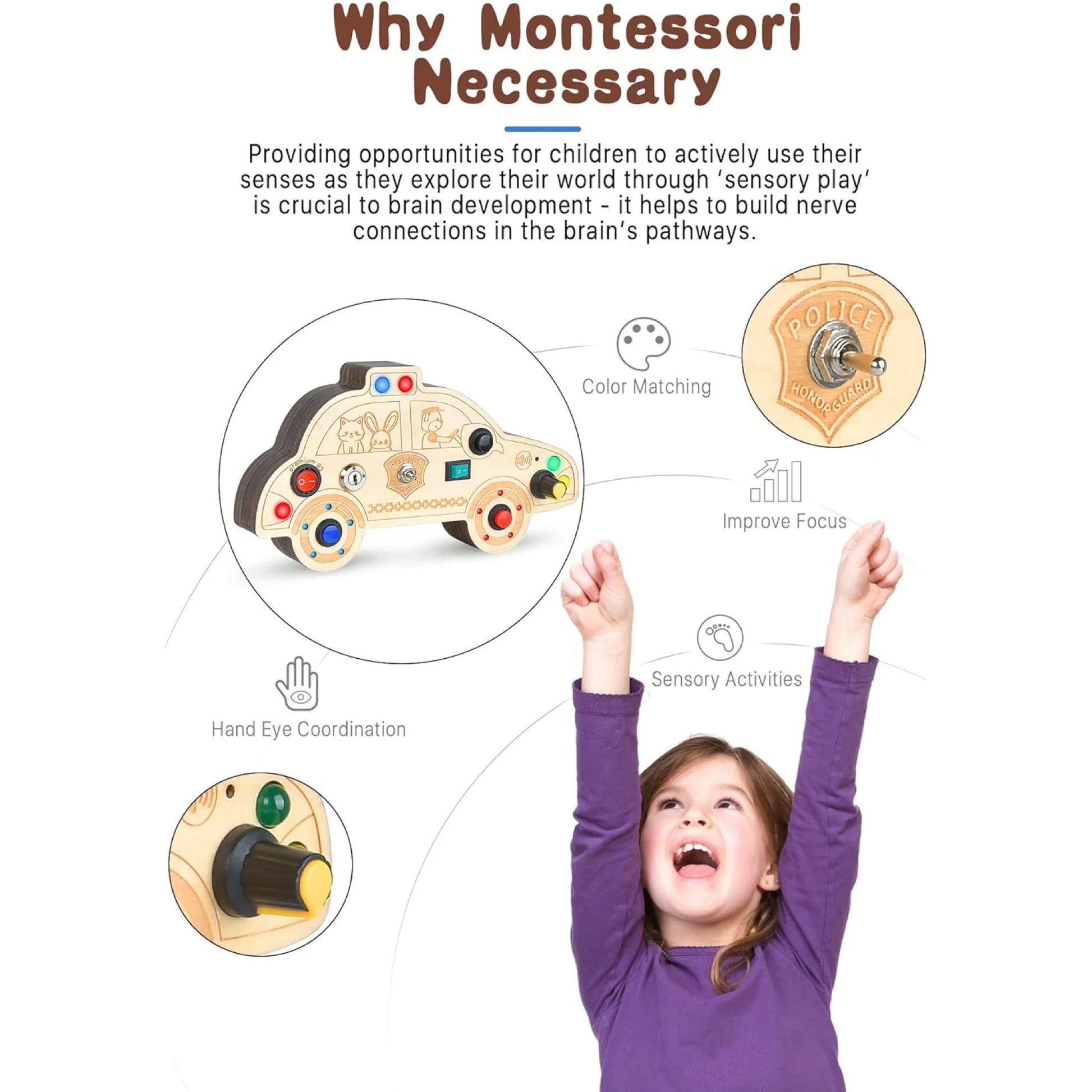Montessori Police Cruiser and Mini Switch Busy Board Set (V7/V4)