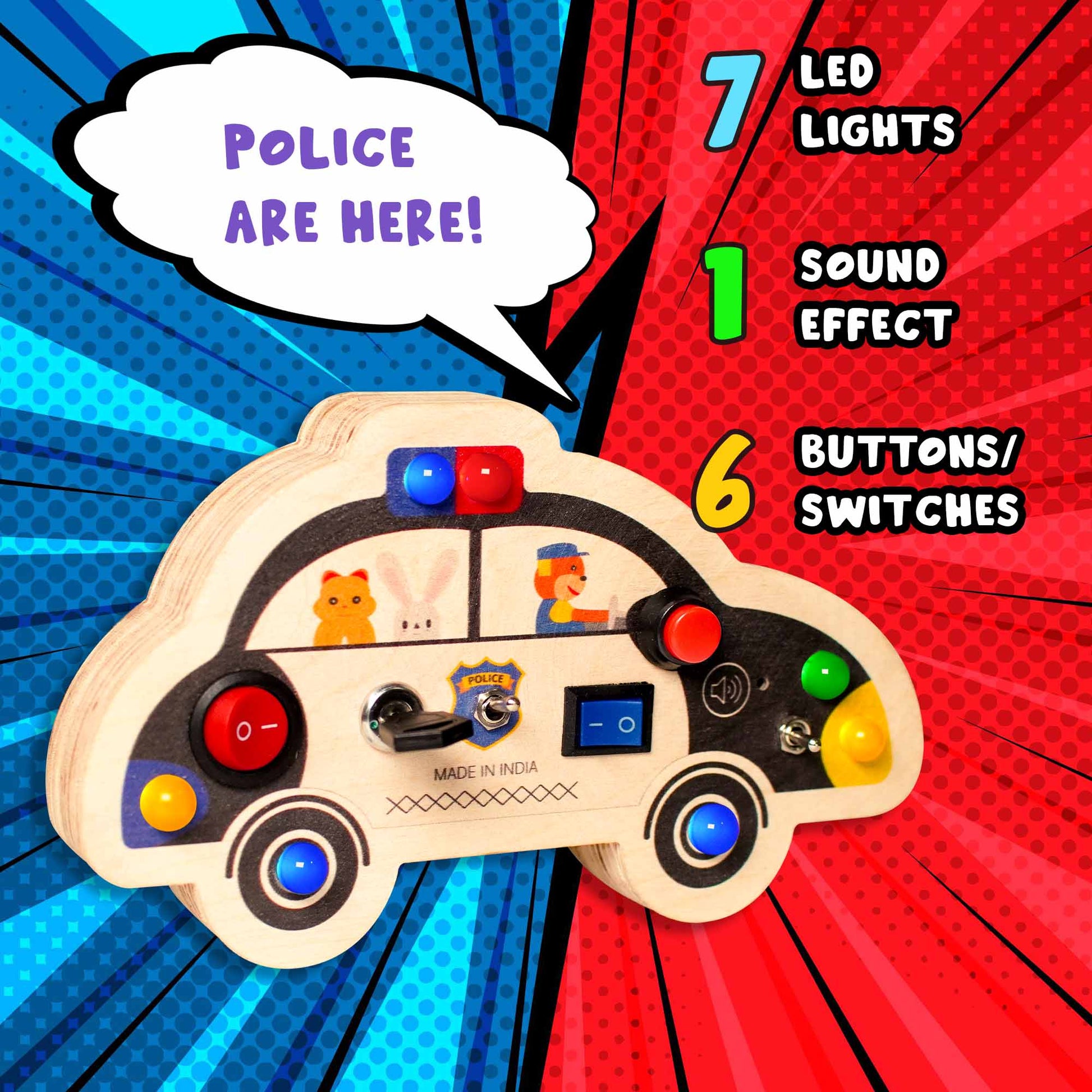 Montessori Police Cruiser and Mini Switch Busy Board Set (V7/V4)