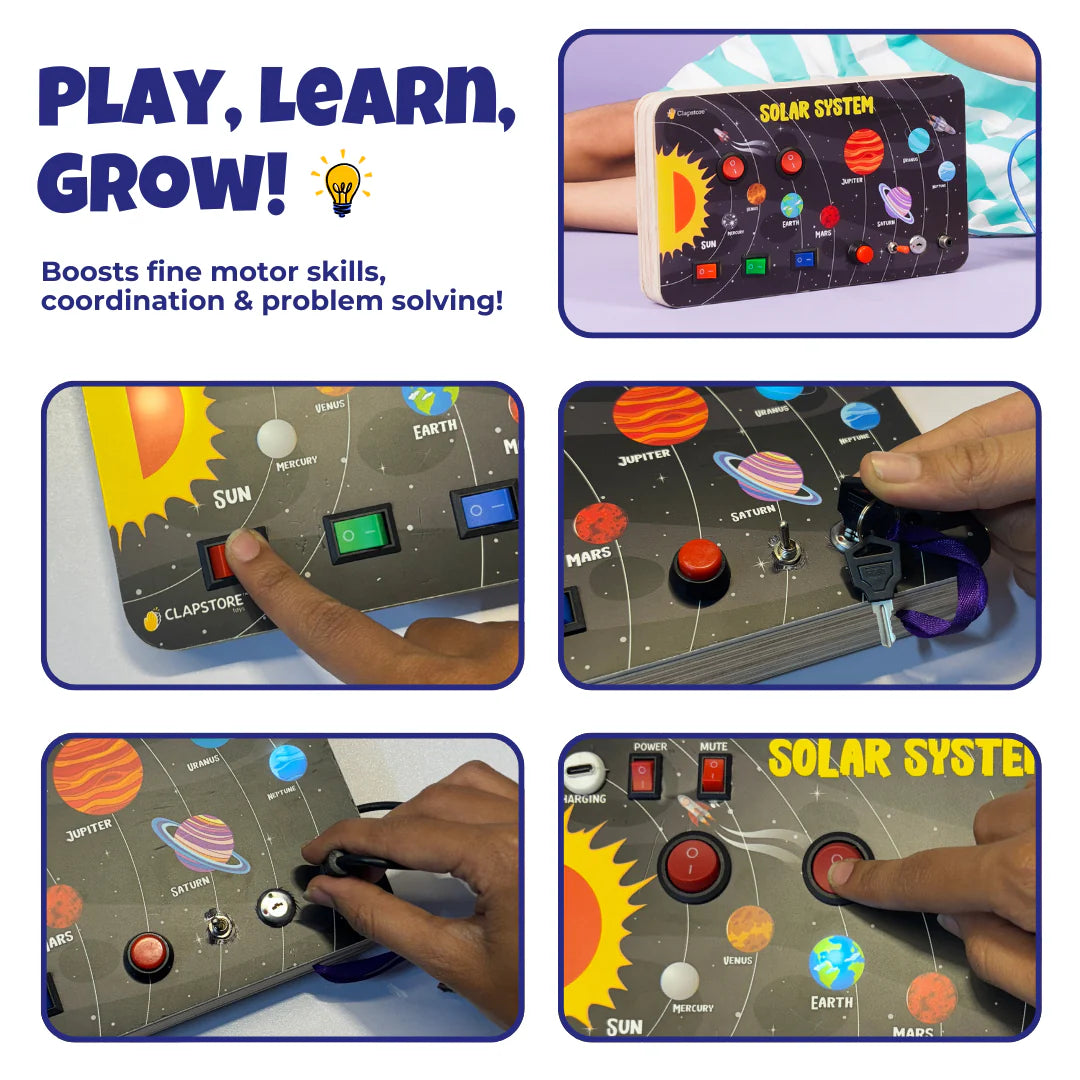 Galaxy Explorer Montessori Busy Board V3 - Rechargeable with Audio Features
